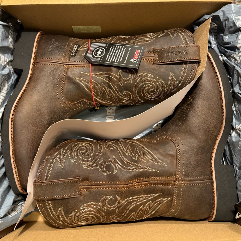 Rocky Women’s Dark Brown Western Boots with Tan Stitching